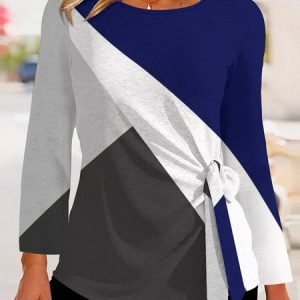 Loose Casual Crew Neck Abstract T-Shirt, T-Shirts, color:Color12|size:3XL, JustFashionNow