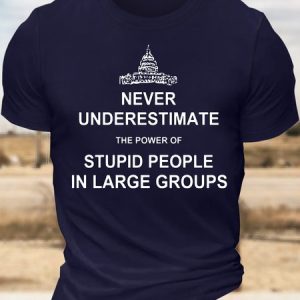 Men’s Never Underestimate The Power Of Stupid People In Large Groups Casual Regular Fit T-Shirt, T-shirts, Lilicloth.com
