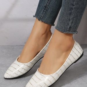White Crocodile Graphic Slip-on Urban Flats, Flats, color:White|size:43, JustFashionNow