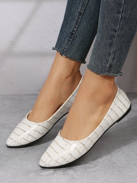 White Crocodile Graphic Slip-on Urban Flats, Flats, color:White|size:43, JustFashionNow