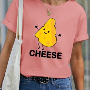Lilicloth X Funnpaw Women's Mac Cheese Pet Matching T-Shirt, color:Pink|size:XXL, Lilicloth.com
