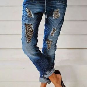 Casual Straight Mid Waist Denim Jeans, Pants, color:Blue|size:3XL, JustFashionNow