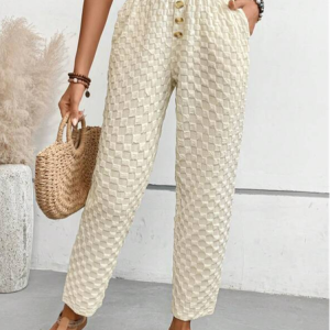 Plain Casual Loose Pants, Pants, color:Off White|size:XXL, JustFashionNow