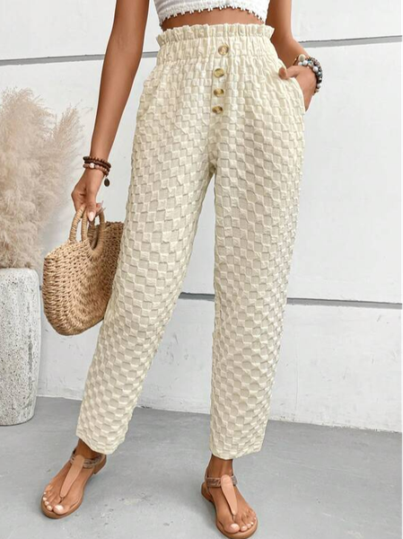 Plain Casual Loose Pants, Pants, color:Off White|size:XXL, JustFashionNow