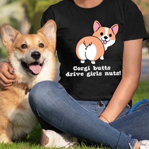 Lilicloth X Funnpaw Women's Corgi Butts Drive Girls Nuts T-Shirt, color:Black|size:L, Lilicloth.com