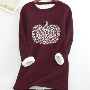 Casual Crew Neck Halloween Sweatshirt Fleece, Hoodies & Sweatshirts, color:Wine Red|size:5XL, Noracora