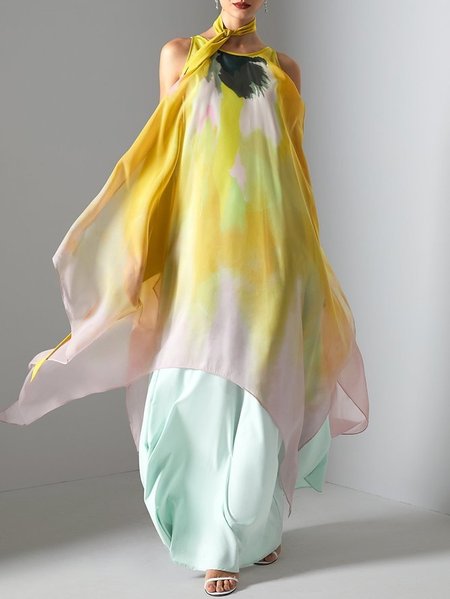 Crew Neck Abstract Vacation Two-Piece Set, Two-piece Set, color:As Picture|size:XXL, Stylewe
