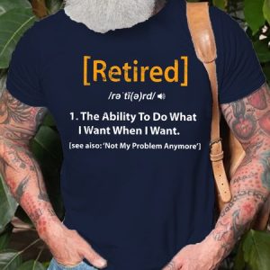 Mens Retired Definition Funny Retirement Round Neck Short Sleeve T-Shirt, color:Blue|size:3XL, Lilicloth.com