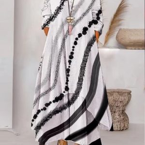 Geometric Loose Casual Dress With No, Dresses, color:Color8|size:3XL, JustFashionNow