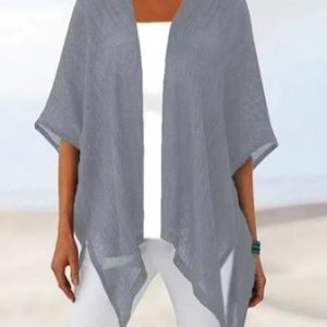 Loose Wrap Casual Plain Kimono, Cardigans, color:Gray|size:XXL, JustFashionNow