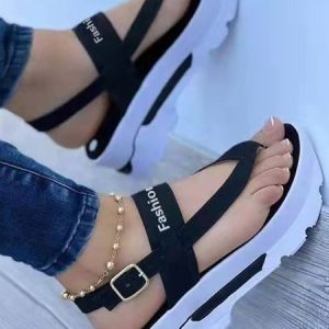 Soft Platform Thong Sandals, Sandals, color:Black|size:43, JustFashionNow