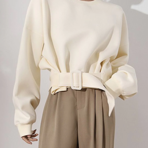 Loose Crew Neck Long sleeve Urban Plain Sweatshirt, Hoodies and Sweatshirts, color:Apricot|size:XXL, Stylewe