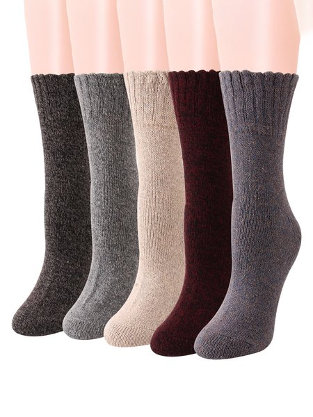 Warm Wool Blend Socks Set, Socks, color:Color4|size:5 Pairs, JustFashionNow