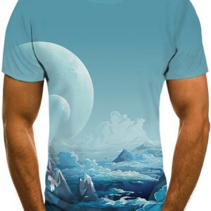 Men's Casual Ocean Round Neck High Elastic Short Sleeve T-Shirt Street, T-Shirts, color:As Picture|size:3XL, JustFashionNow