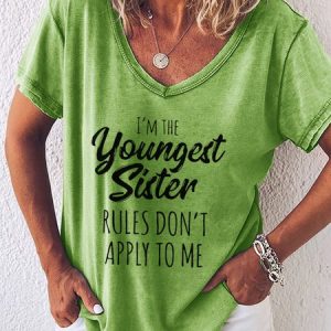 Funny Sister Casual T-shirt, color:Green|size:3XL, Lilicloth.com