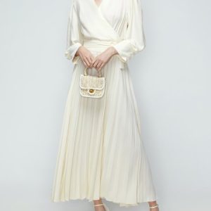 Elegant Plain Regular Fit Dress, Dresses, color:Apricot|size:XS, Stylewe