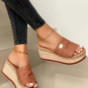 JFN  Resort Hemp Rope Sole Wedge Sandals, Sandals & Slippers, color:Brown|size:US 11, JustFashionNow