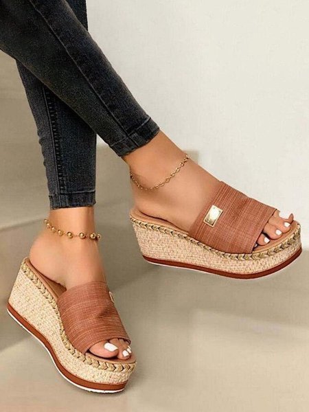 Resort Hemp Rope Sole Wedge Sandals, Sandals & Slippers, Roselinlin - Online Catalog