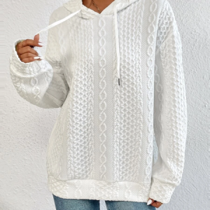 Hoodie Plain Casual Loose Sweatshirt, Sweatshirts & Hoodies, color:White|size:XXL, JustFashionNow