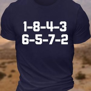 Men's Car Guy 1-8-4-3 6-5-7-2 Funny Graphic Printing Text Letters Loose Casual Cotton T-Shirt, color:Purplish blue|size:3XL, Lilicloth.com