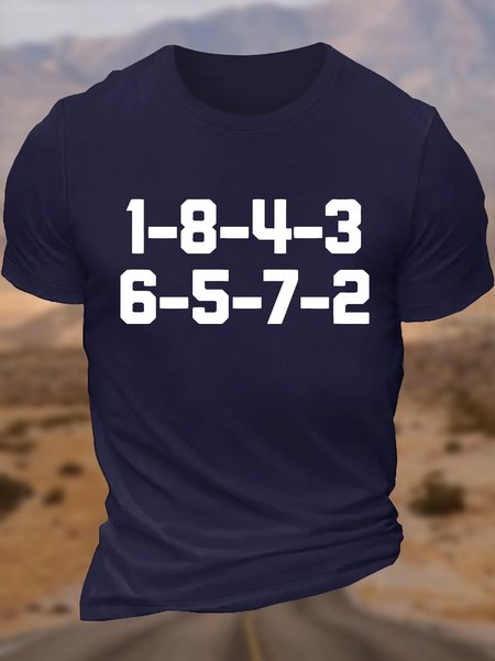 Men's Car Guy 1-8-4-3 6-5-7-2 Funny Graphic Printing Text Letters Loose Casual Cotton T-Shirt, color:Purplish blue|size:3XL, Lilicloth.com