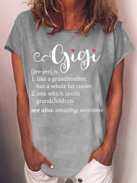 Women's Gigi Crew Neck Loose Casual Letters T-Shirt, T-shirts, Lilicloth.com