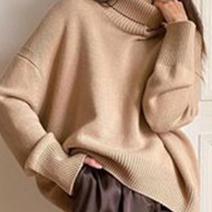 Women Wool/Knitting Plain Long Sleeve Comfy Casual Sweater, Sweaters, color:Khaki|size:L, Noracora