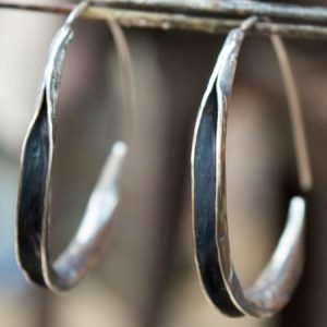 Ethnic Silver Metal Distressed Hoop Earrings Everyday Vintage Jewelry, Earrings, color:Silver|size:One-size, JustFashionNow