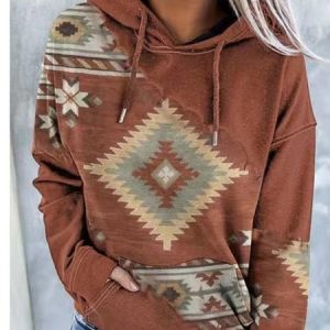 Casual Hoodie Geometric Hoodie, Hoodies & Sweatshirts, color:Coffee|size:5XL, Noracora