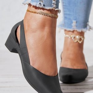 Waterproof Hollow Out Block Heel Beach Shoes, Flats, color:Black|size:40, JustFashionNow