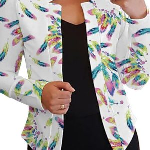 Casual Abstract Regular Fit Others Blazer, Blazers, color:Multicolor|size:3XL, JustFashionNow