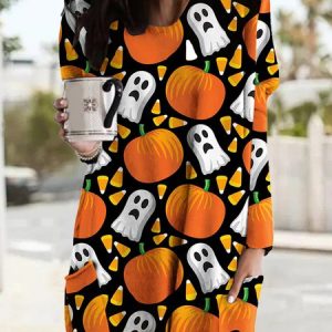 Casual Crew Neck Halloween Sweatshirt, Hoodies & Sweatshirts, color:Color3|size:3XL, Noracora