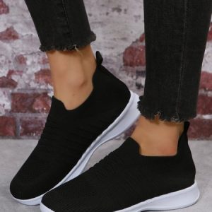 Black Cushioning Shock Absorbing High Resilience Flyknit Sneakers, Sneakers, color:Black|size:42, JustFashionNow