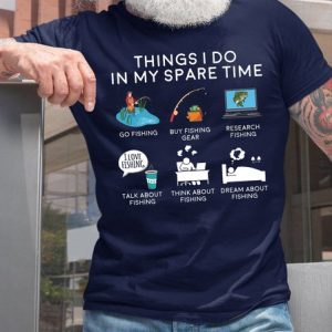 Things I Do In My Spare Time Fishing Funny T-Shirt, color:Purplish blue|size:3XL, Lilicloth.com