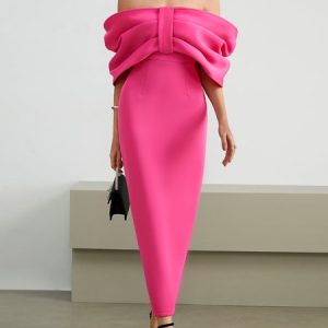 Party Tight Plain Boat Neck Wedding Guest Dress, Maxi Dresses, color:Deep Pink|size:XXL, Stylewe