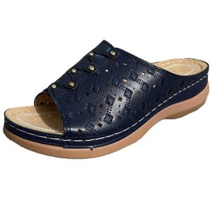 Rivet Electric Embroidery Hollow Comfortable Slipper, Slippers, color:Navyblue|size:43, JustFashionNow