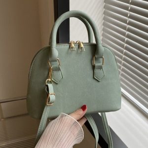 Urban Casual Imitation Denim Leather Handbag Women's Messenger Bag, Bags, color:Green|size:One-size, Noracora