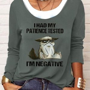 I Had My Patience Tested I'm Negative T-Shirt, T-Shirts, color:Gray|size:XXL, JustFashionNow