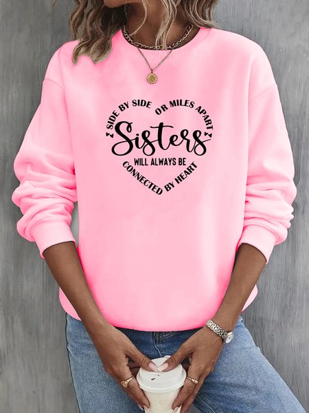 Crew Neck Casual Text Letters Sweatshirt, Sweatshirts & Hoodies, color:Pink|size:3XL, JustFashionNow