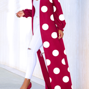 Lightweight Long Sleeve Urban Geometric Loose Long Kimono, Kimonos, color:Wine Red|size:XXL, Stylewe