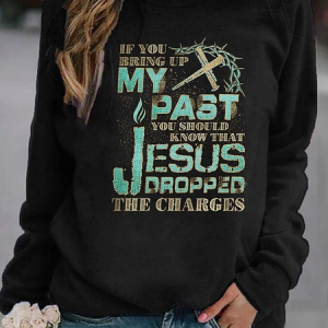Crew Neck Casual Loose Sweatshirt, Sweatshirts & Hoodies, color:Black|size:XXL, JustFashionNow