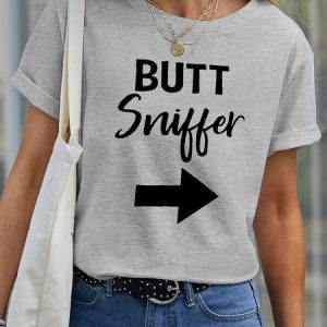 Lilicloth X Funnpaw Women's Butt Snuffer Pet Matching T-Shirt, color:Gray|size:XXL, Lilicloth.com