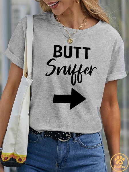 Lilicloth X Funnpaw Women's Butt Snuffer Pet Matching T-Shirt, color:Gray|size:XXL, Lilicloth.com