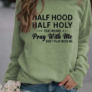 Casual Crew Neck Letter Pattern Sweatshirt, Hoodies & Sweatshirts, color:Green|size:XXL, Noracora