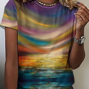Women's Simple Color Block Loose T-Shirt, color:Yellow|size:3XL, Lilicloth.com