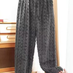Loose Plain Casual Lounge Bottom, Pajamas, color:Deep Gray|size:L, Noracora