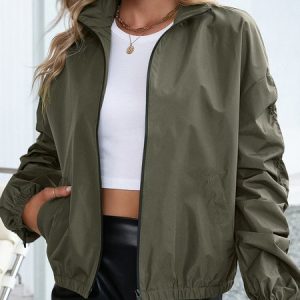 Casual Plain Shawl Collar water proof Regular Fit Jacket, Jackets, color:Army Green|size:XL, JustFashionNow