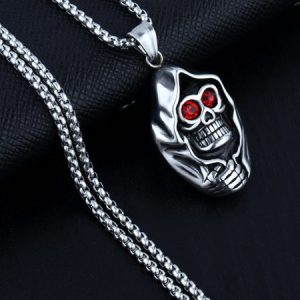 Skull Alloy Necklace, Men's Accessories, color:As Picture|size:One-size, JustFashionNow