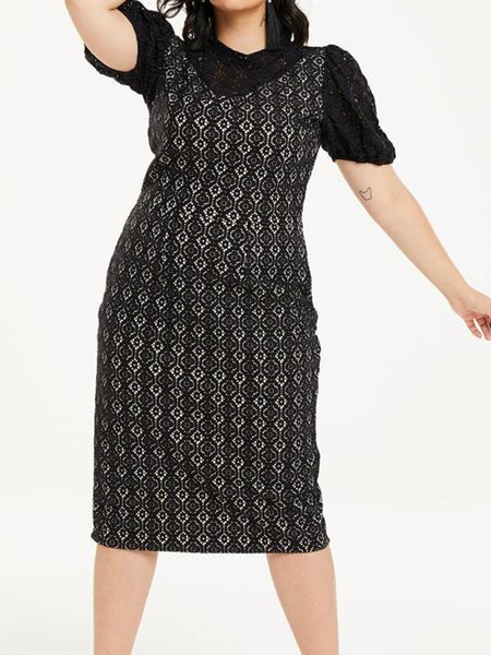 Plus Size Regular Fit Others Elegant Dress With No, Dresses, color:Black|size:4X, JustFashionNow
