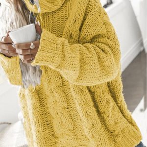 Long Sleeve Turtleneck Sweater, Sweaters, color:Yellow|size:XXL, JustFashionNow